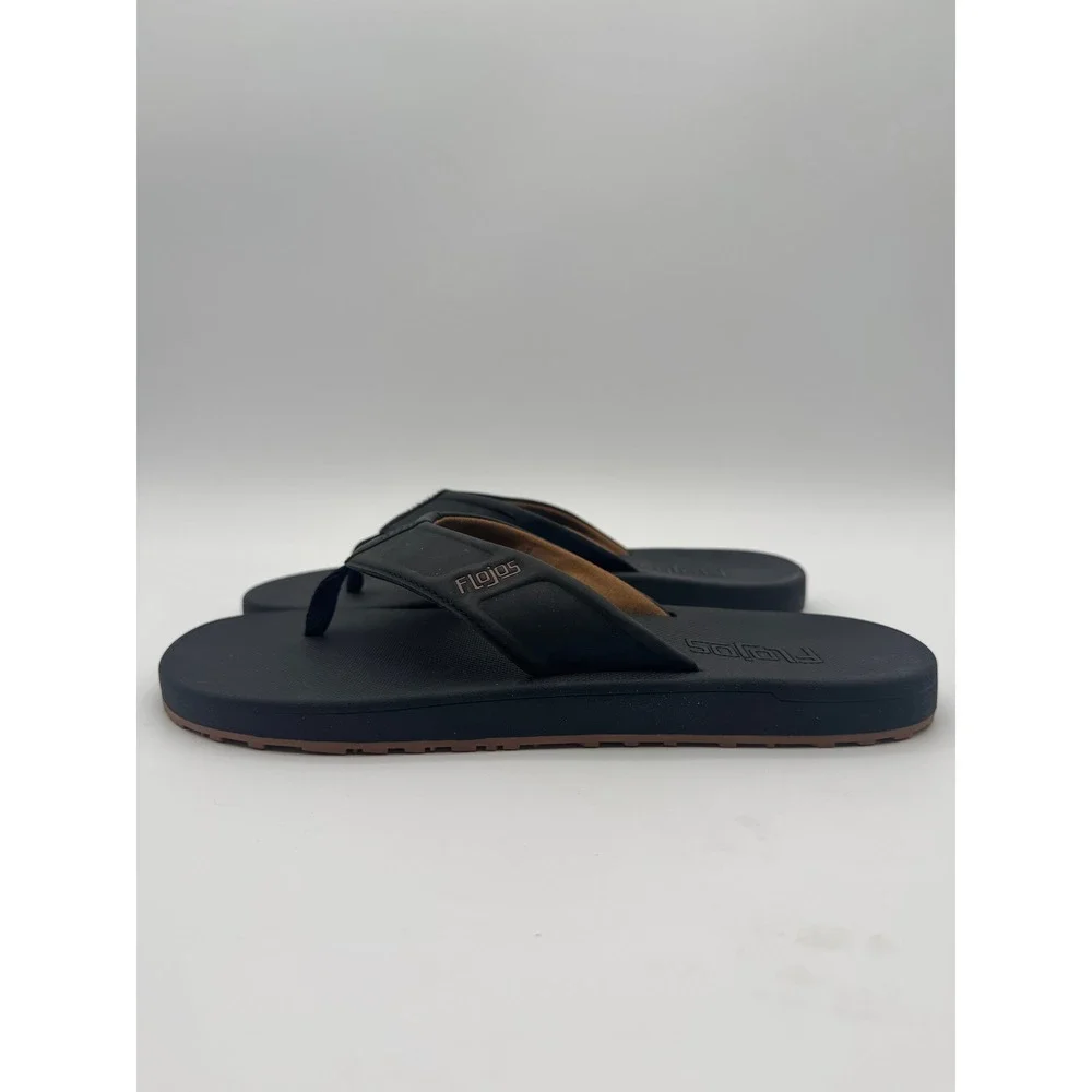 Flojos‎ Mens Flip Flops Size 9 Black Comfort Sandals Casual Beach Thong